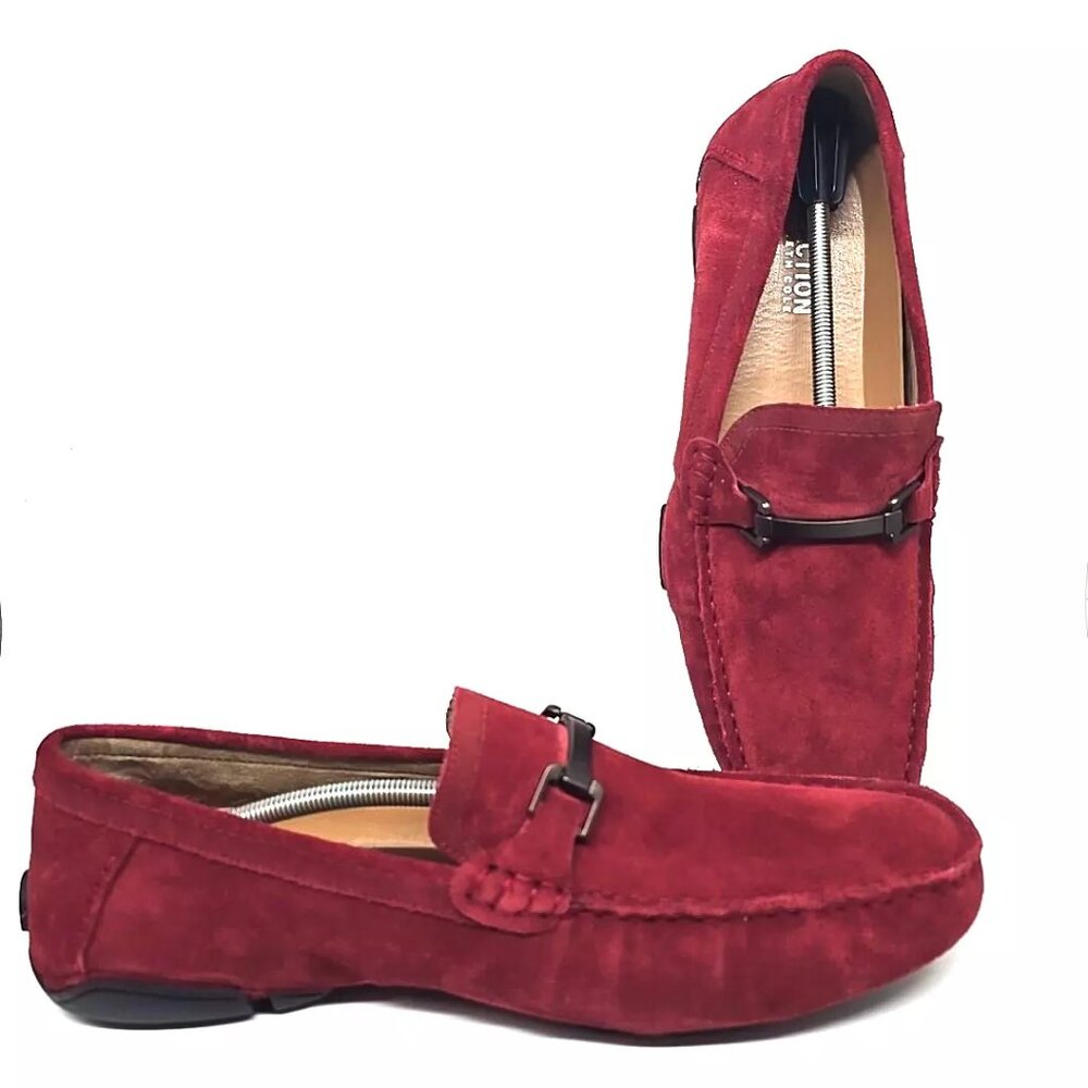 Kenneth Cole Reaction Men's Burgundy Suede Driver Loafers with Bit